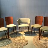 Set of 4 chairs and 1 armchair design 50s