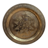 Large oriental brass tray hand-engraved – 50 cm