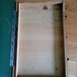 Fishing stool chest in wood and green skaï