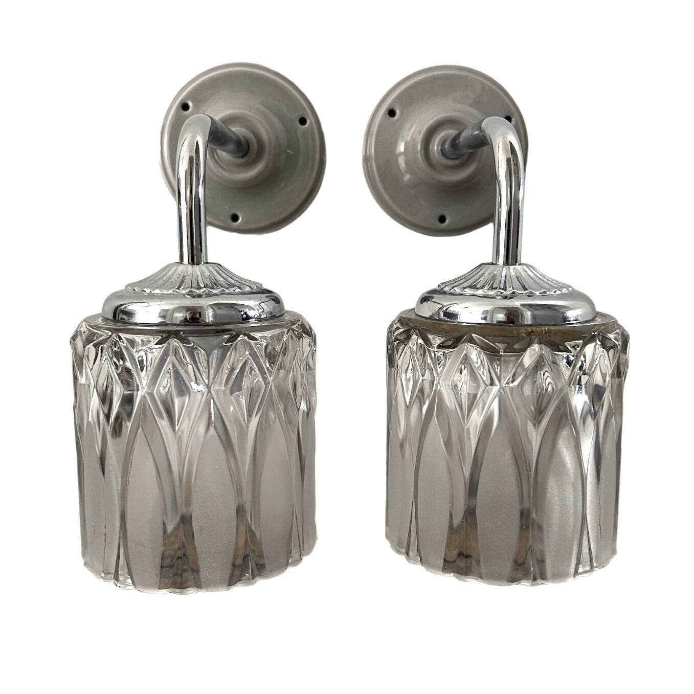 Pair of vintage chrome wall lights