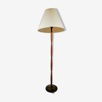 Lampe lampadaire bois laiton rhodoïd design scandinave vintage 50 s