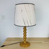 Lampe bois tourné années 70