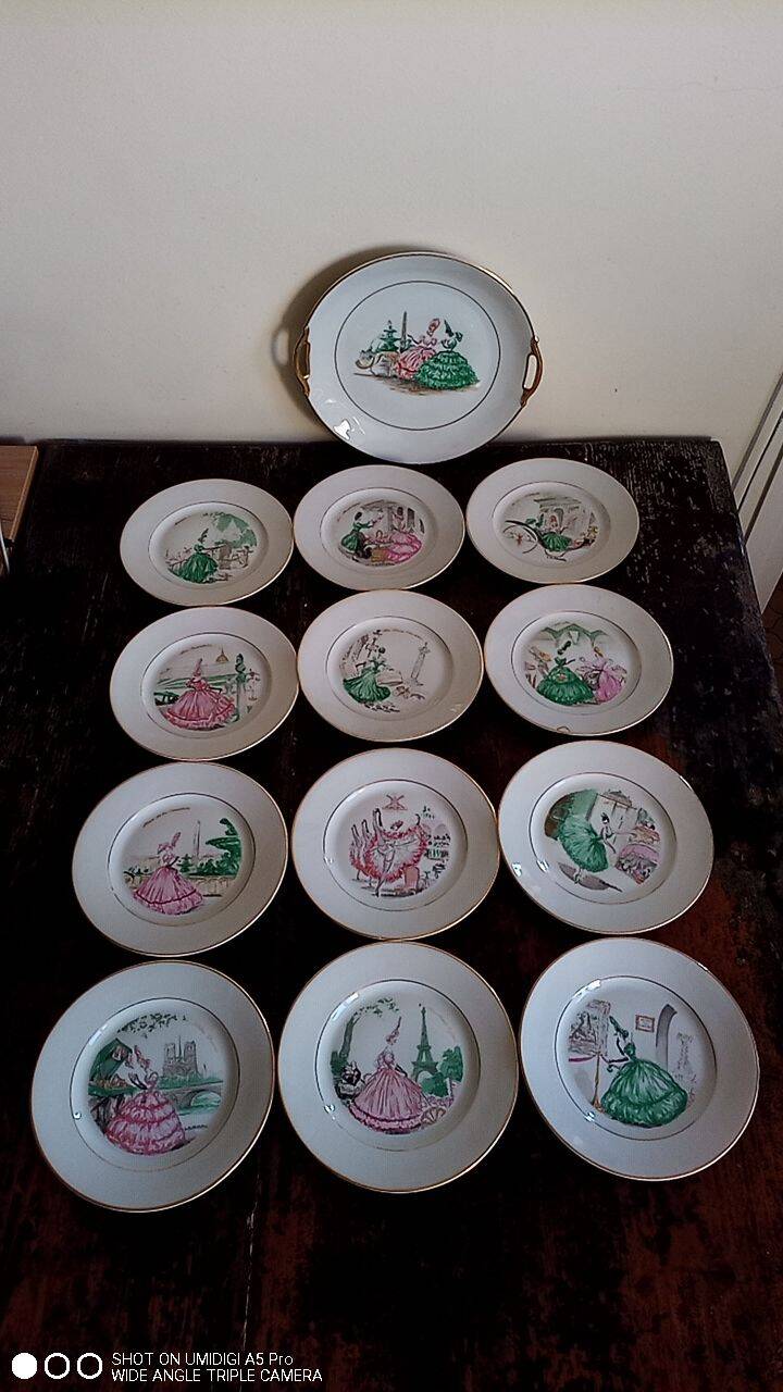 Gaston Le Beuze for ROBJ - 12 plates and 1 course - walk in Paris - faience