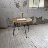 Wicker and metal coffee table from the 1950s