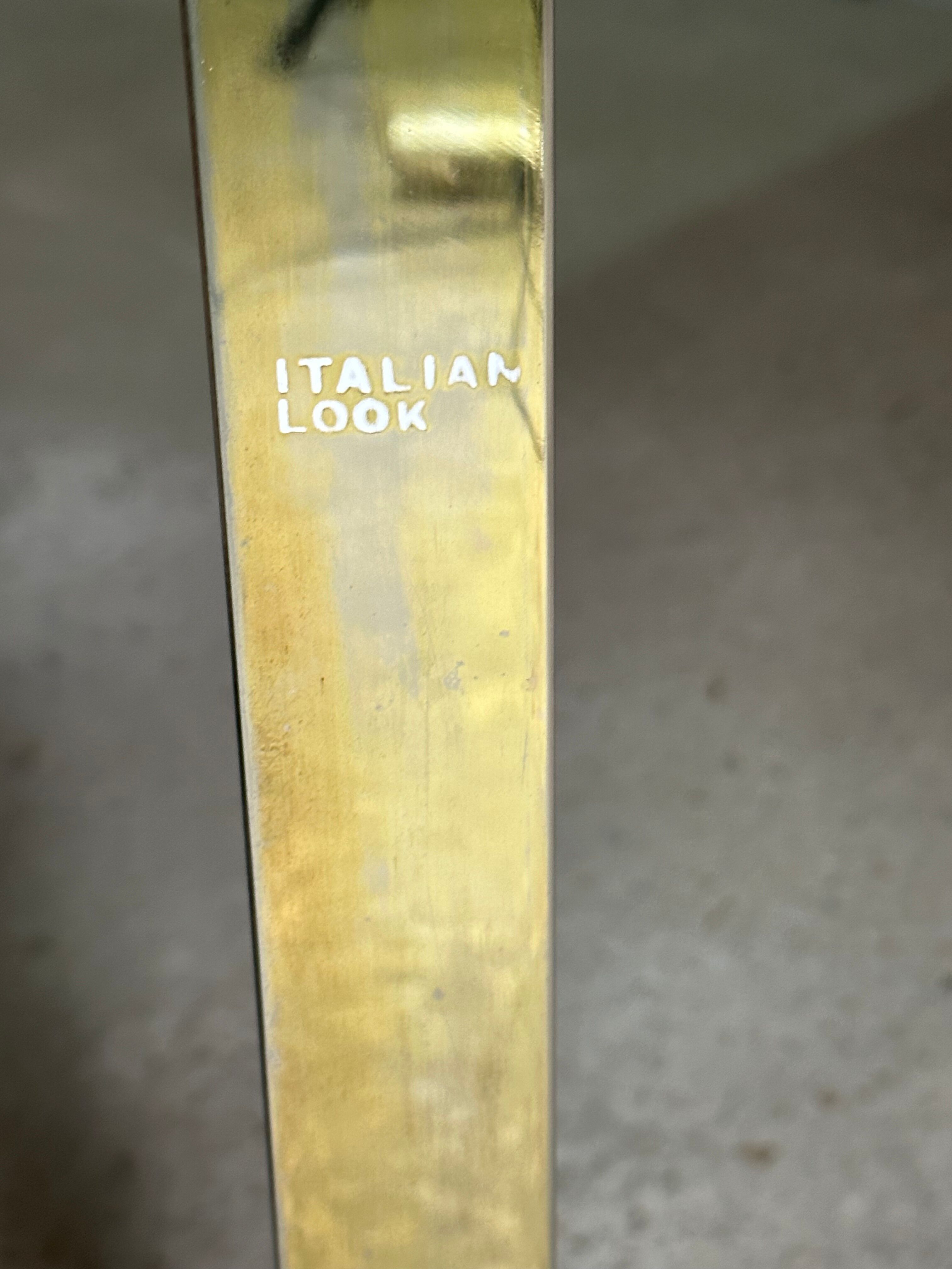 Square table vintage 70 Italian metal moiré and elm magnifying glass