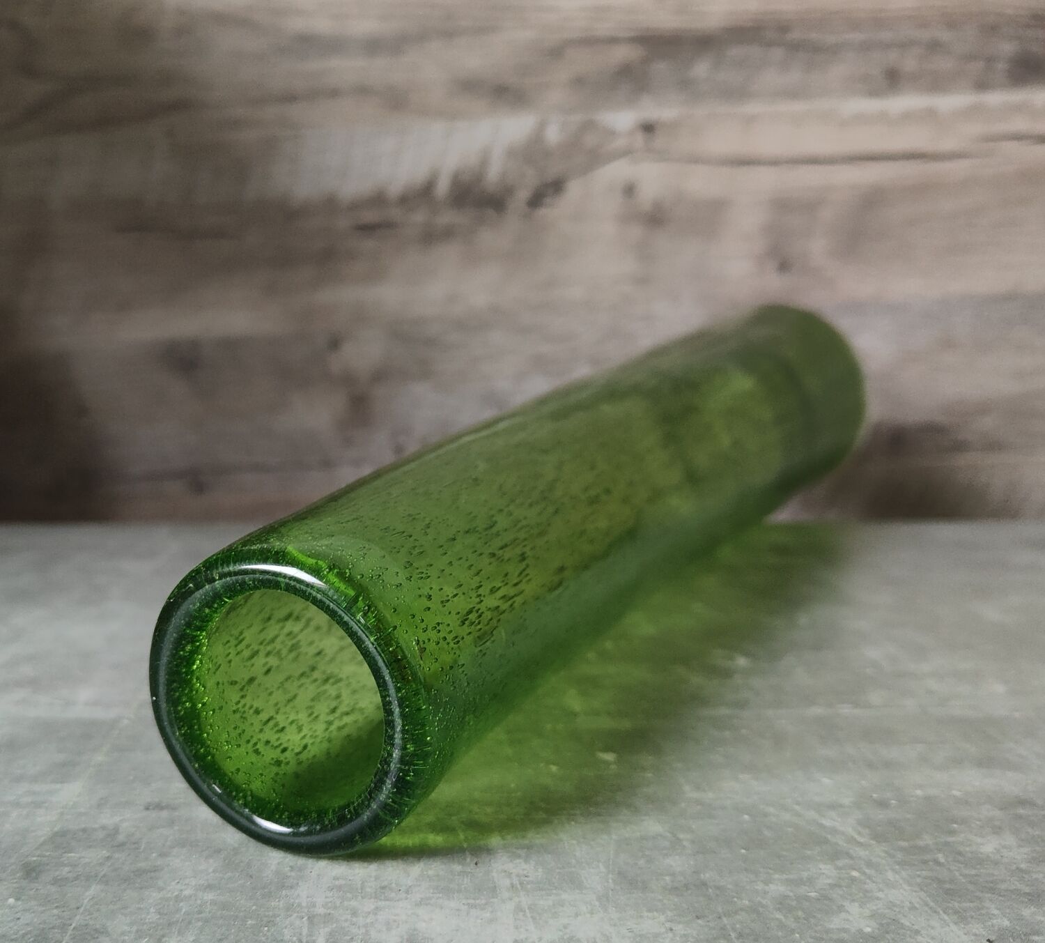 Green bubble glass vase