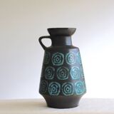 Black vase with turquoise decorations West Germany