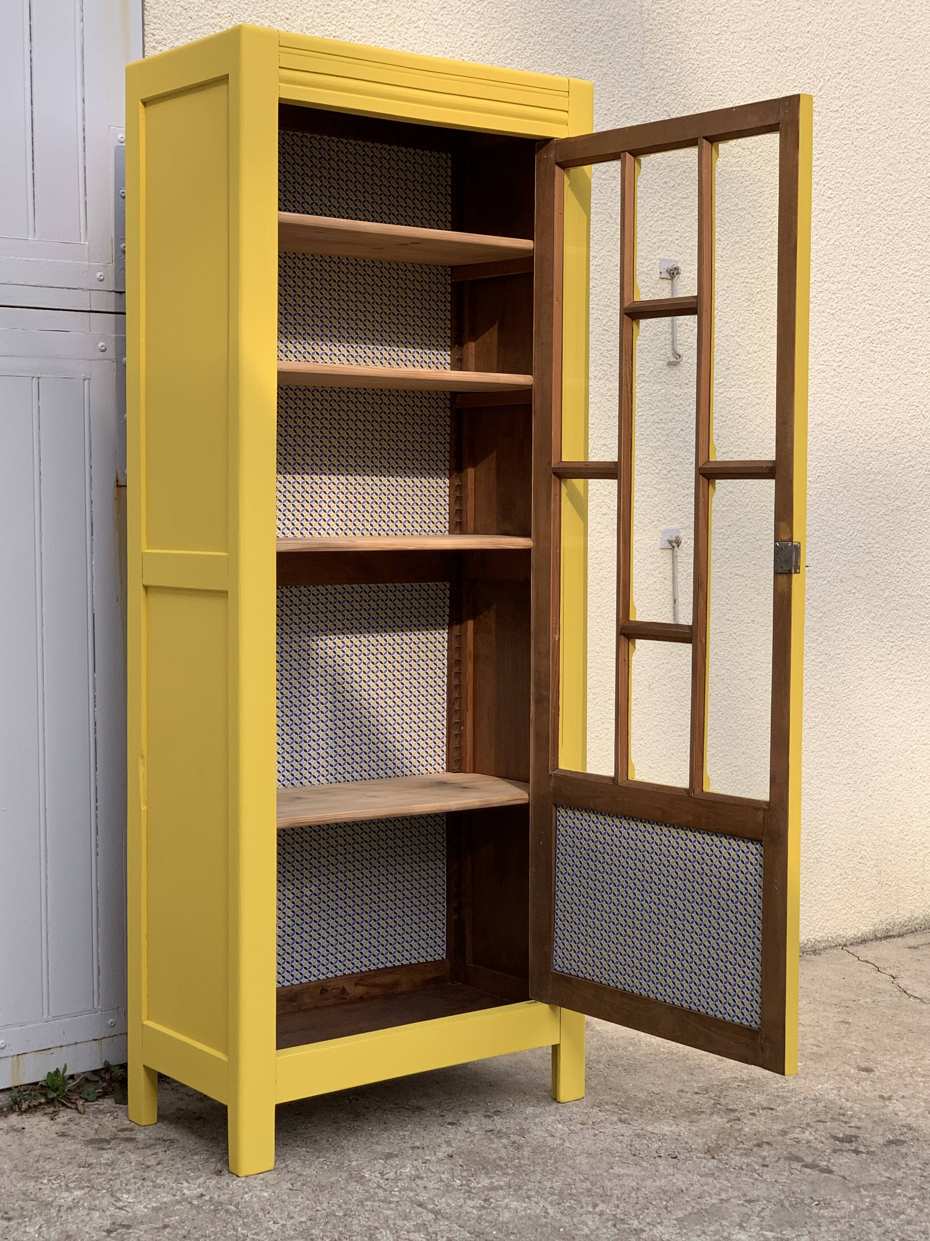 Glass-glazed Parisian wardrobe 1950