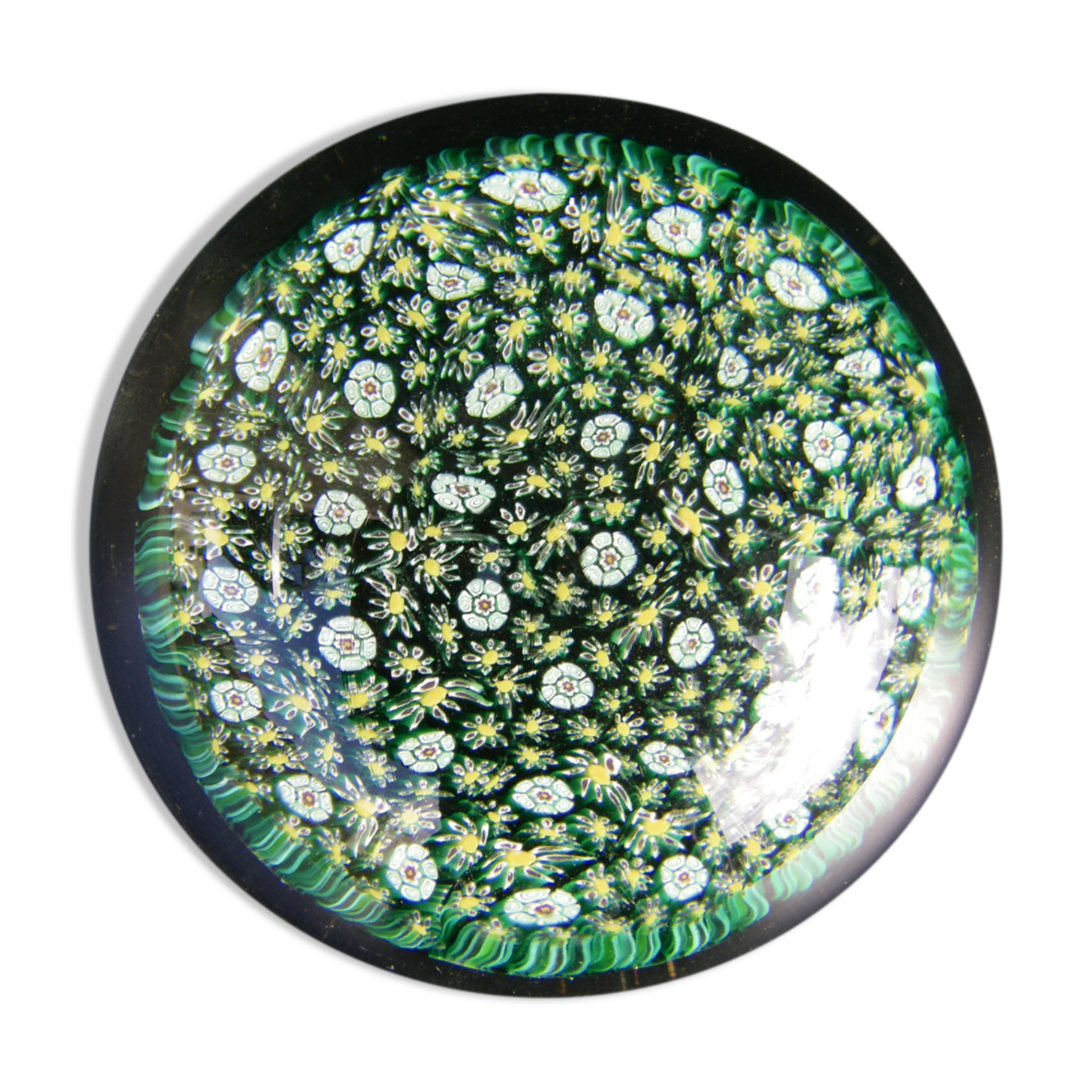 Murano millefiori paperweight sulphide
