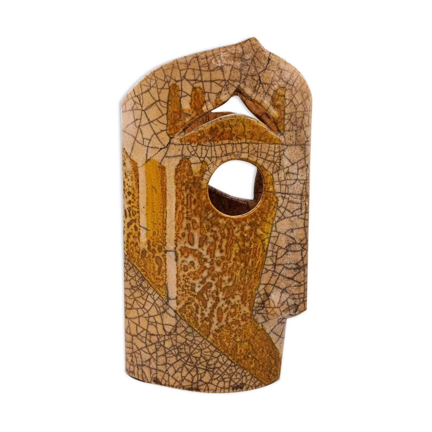 Vase visage en grès Raku