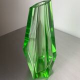 Green Faceted Vase by Seguso, Murano glass, Italy, 1970