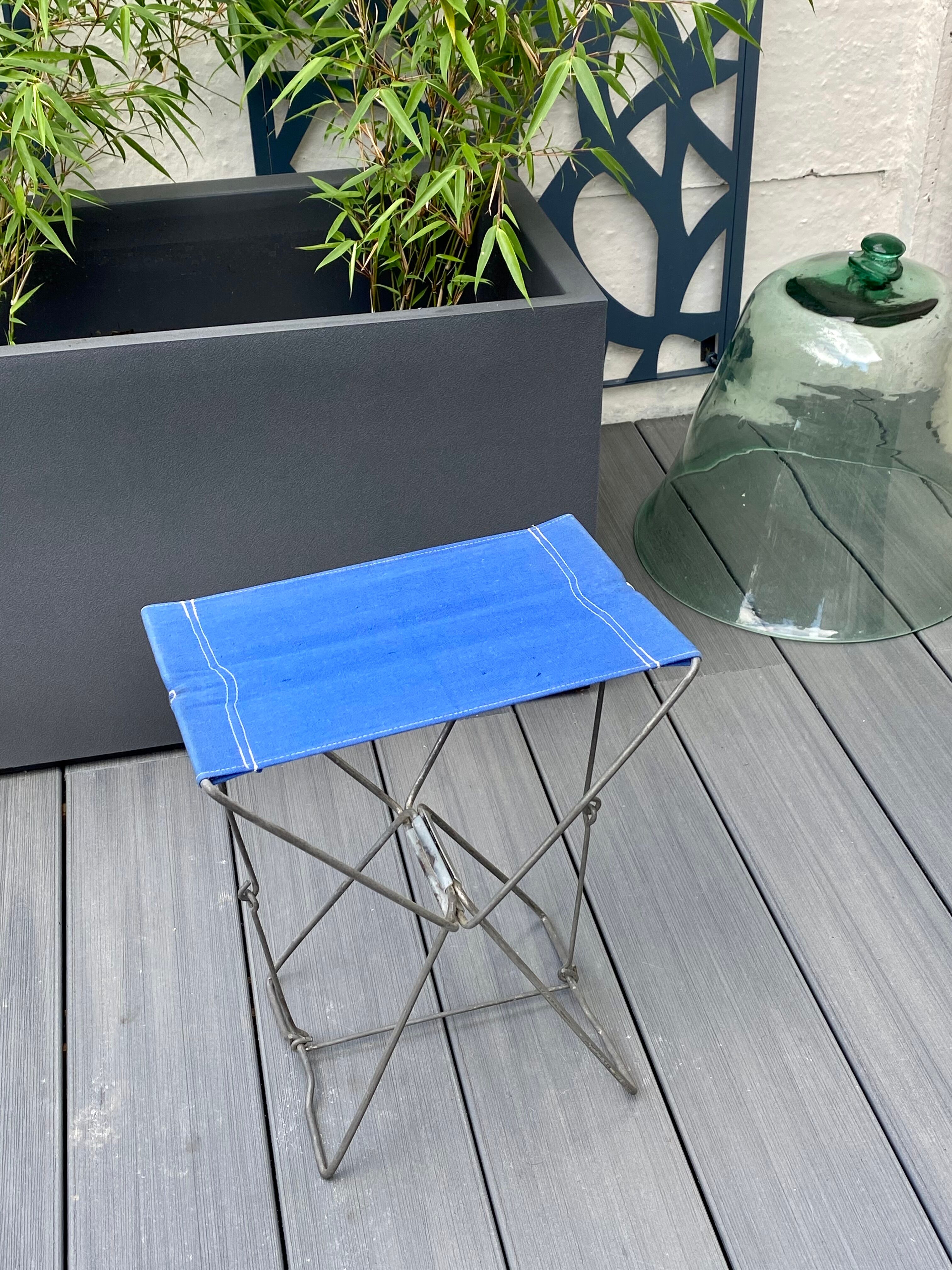 Folding stool in vintage canvas
