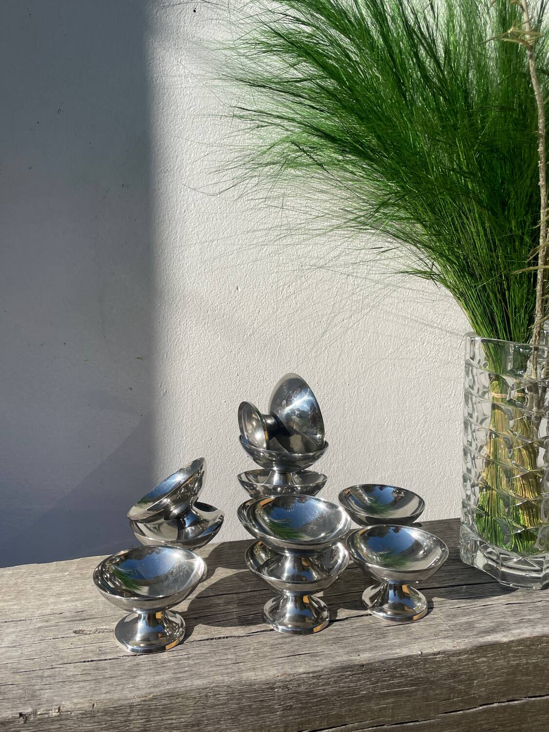 10 stainless steel cups 1970