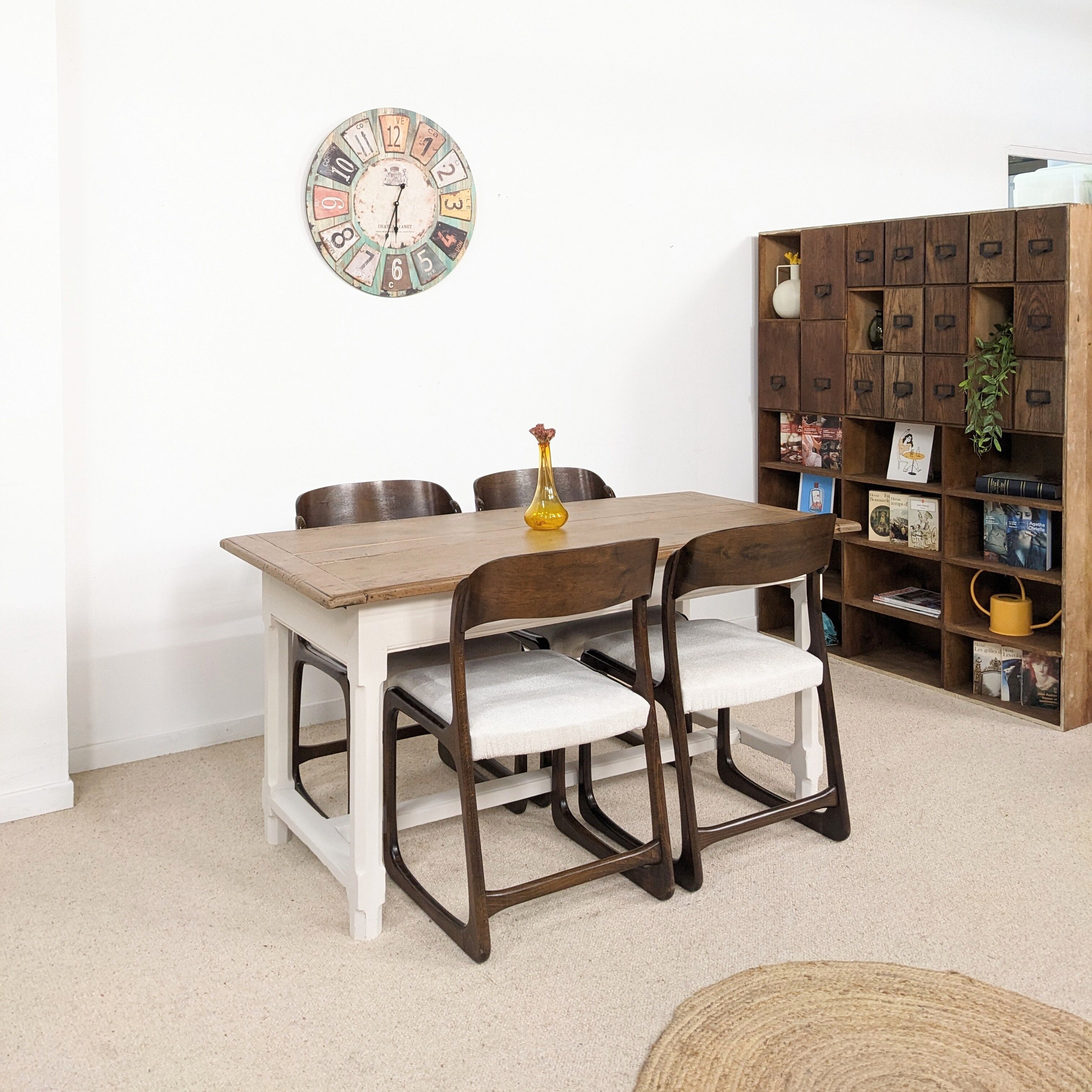 Solid wood farmhouse table