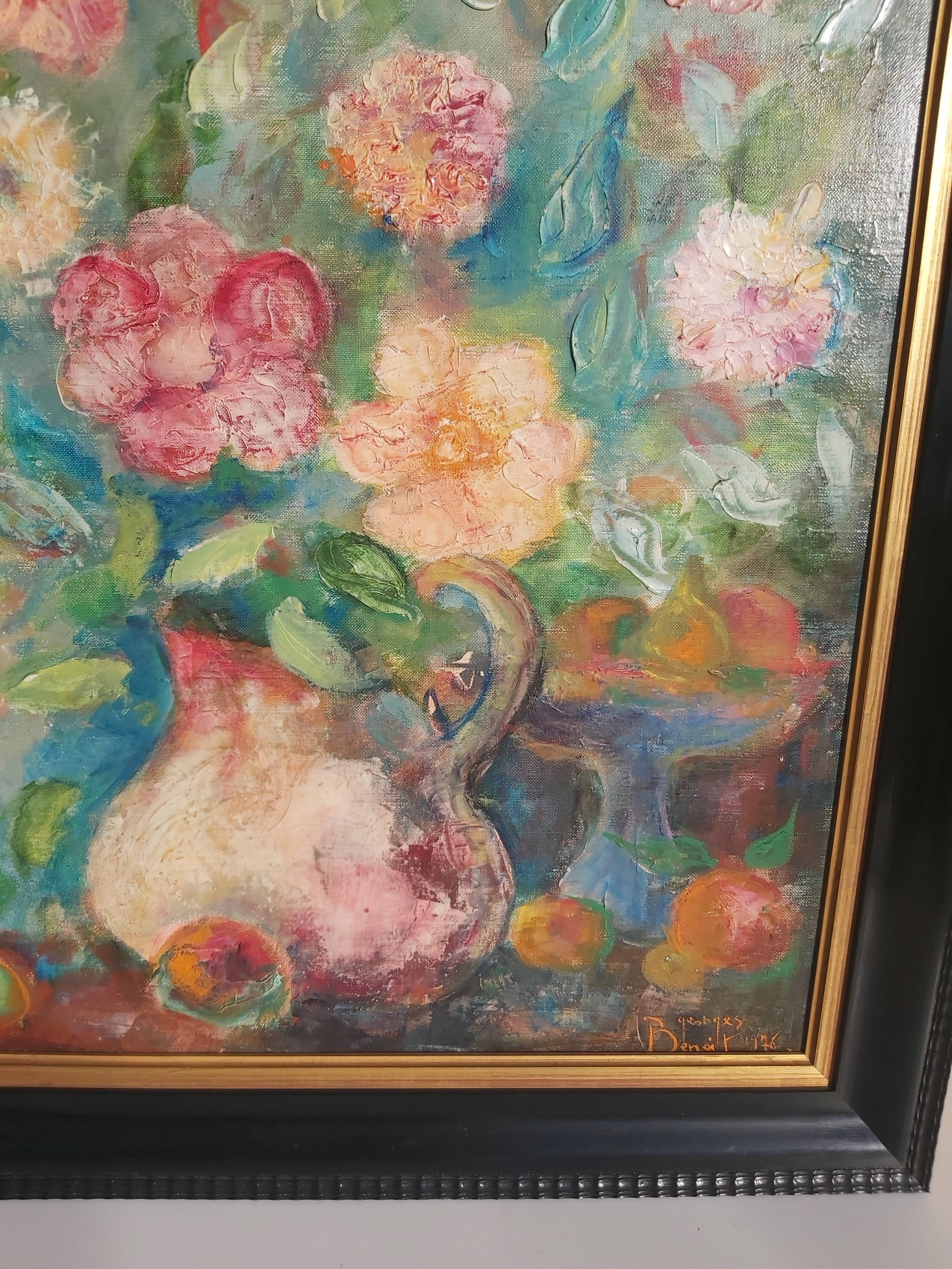Oil on canvas bouquet of flowers Georges Benoit