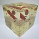 Paperweight sculpture block resin inclusions sewing design 70s