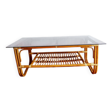 Vintage 1960s rattan coffee table