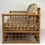 Canapé deux places style tropical chic des années 1960, par Vivai del Sud, en rotin et bambou.