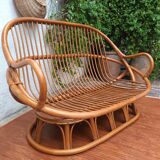 Rattan bench 70s