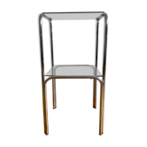 Two-tray console in glass and chrome metal