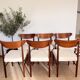 Set of 6 Scandinavian style Danish teak upholstered chairs. 1960s
