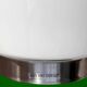 Vintage solid cylindrical lamp in white opal glass and brushed metal – postmodern design