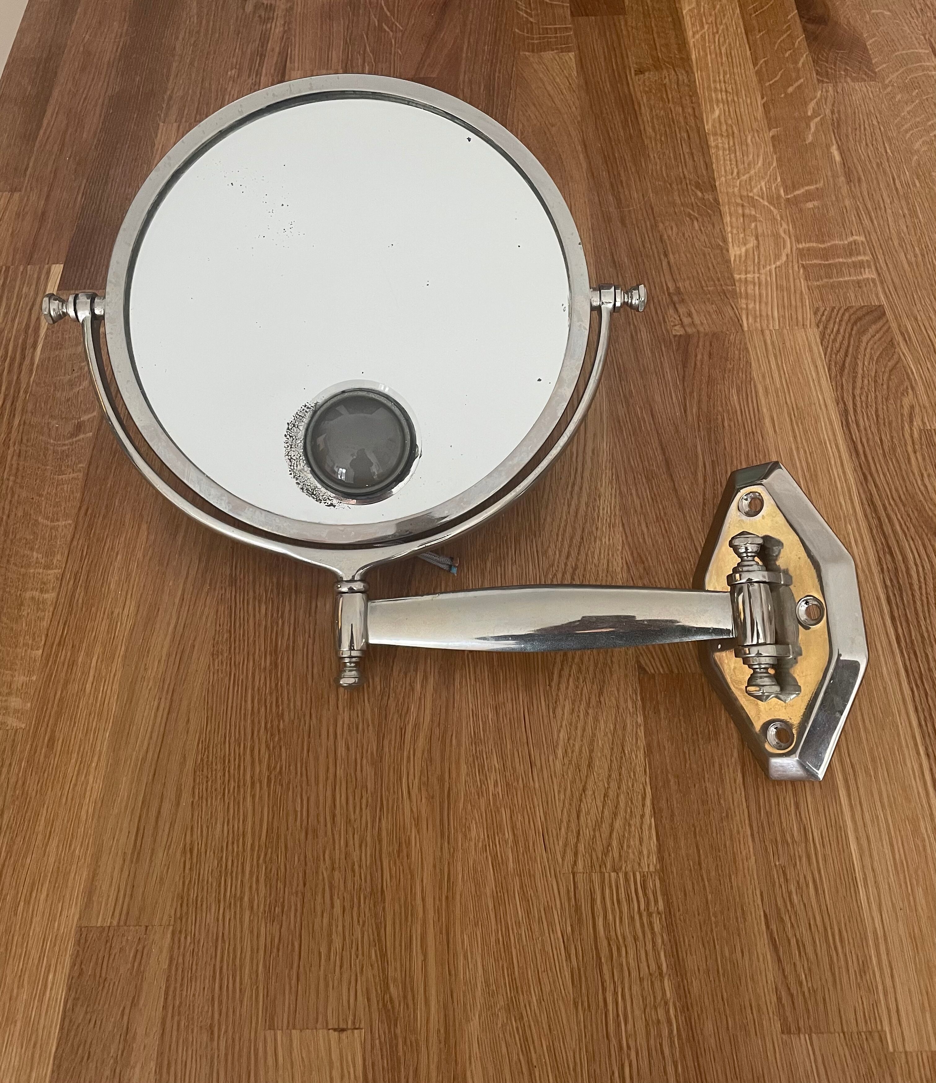 Vintage illuminating adjustable mirror, Brot, France art deco