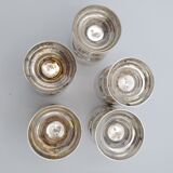 8 art deco eggcups in silver metal