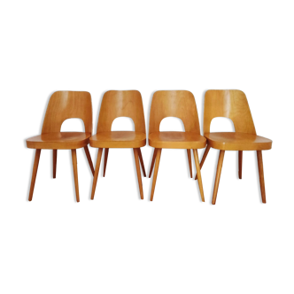 Ensemble de quatre chaises par O. Haerdtl pour Ton Tchécoslovaquie, années 1960