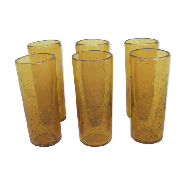 Série de six verres bullés vintage de Biot