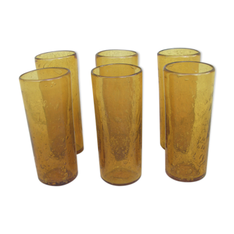 Series of six vintage bubble glasses from Biot