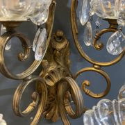 Grandes appliques murales en bronze et cristal, ensemble de 2, Italie, années 1950.