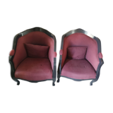 Lot de 2 fauteuils forme cabriolet