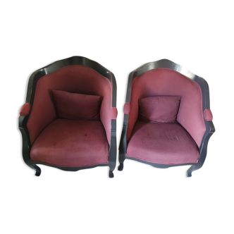 Lot de 2 fauteuils forme cabriolet