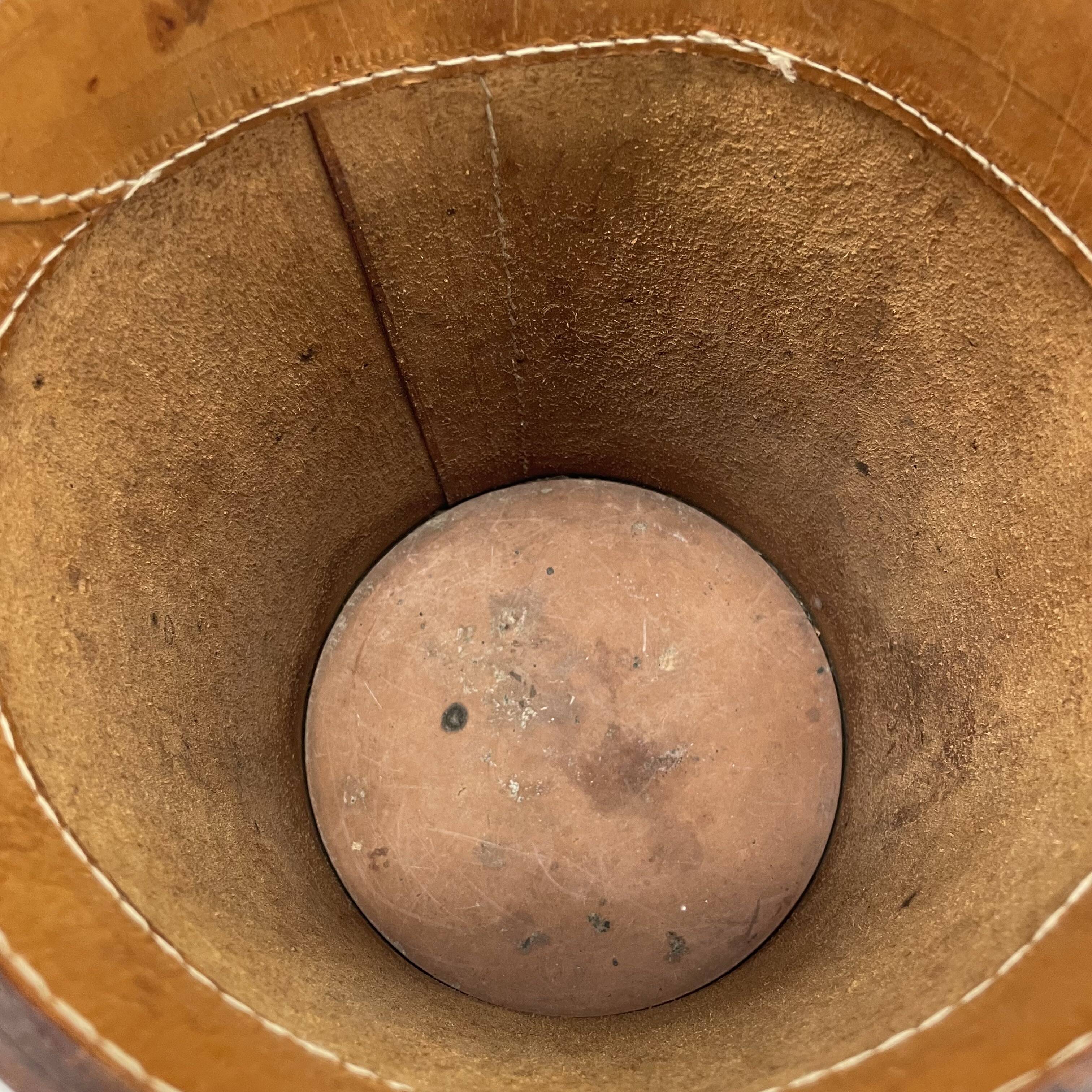 lovely real leather paper bin basket by Torben Ørskov & Co Denmark, 1960s