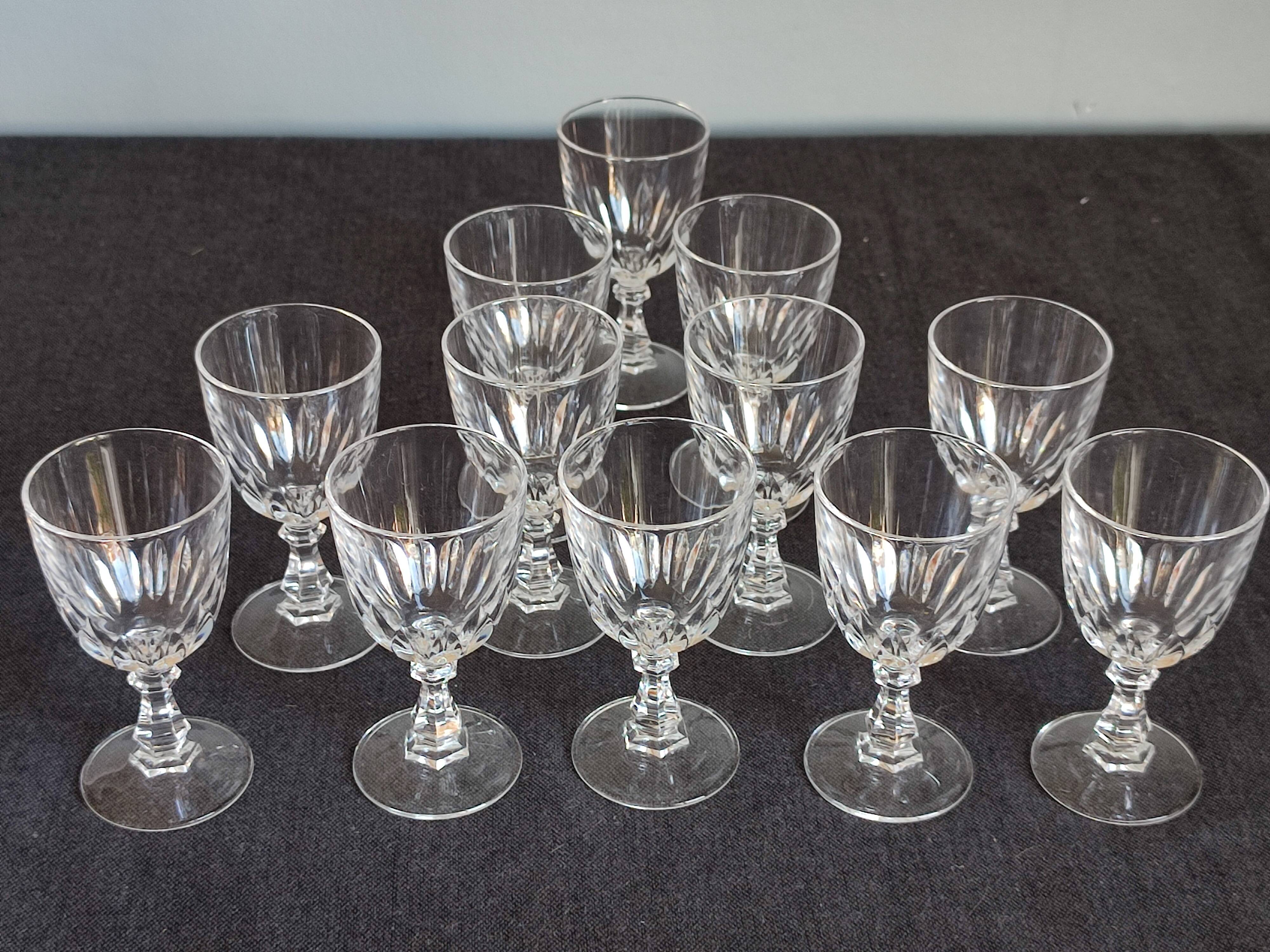 Set of two chest of small glasses with vintage Arques crystal liqueur