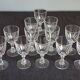 Set of two chest of small glasses with vintage Arques crystal liqueur