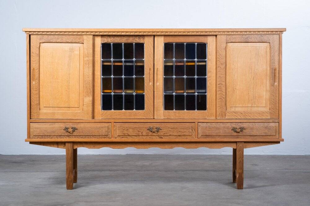 Brutalist Oak Sideboard attributed to Henning Kjærnulf, Denmark, 1960s