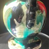 Art Deco vase in ceramic with flame glazes