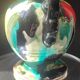 Art Deco vase in ceramic with flame glazes