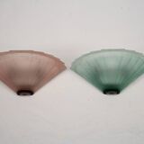 Pair of De Majo sconces in thick pink and green murano glass. Italy 1980s