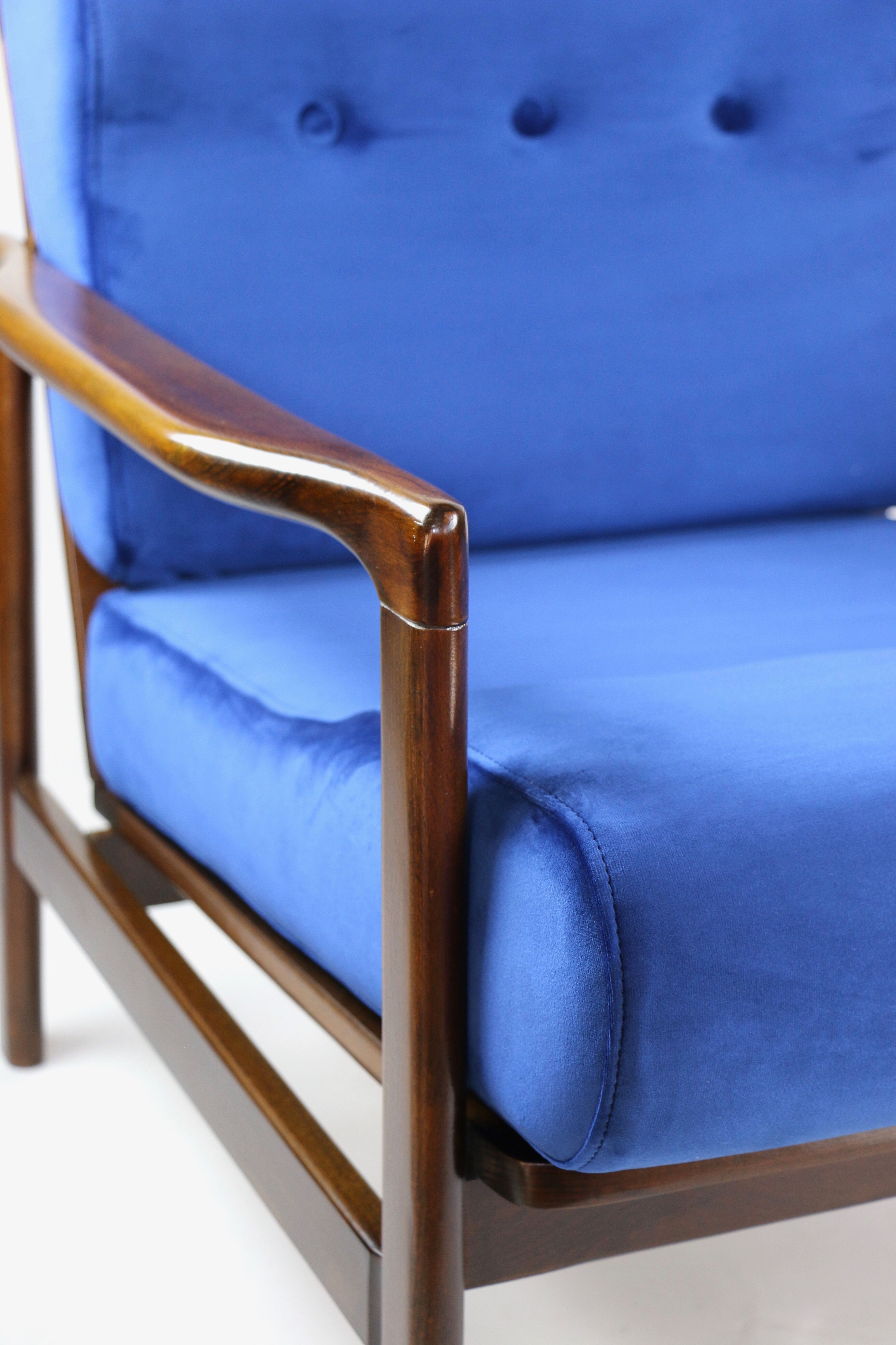 Fauteuil bleu vintage de 1970 design par Z.Baczyk