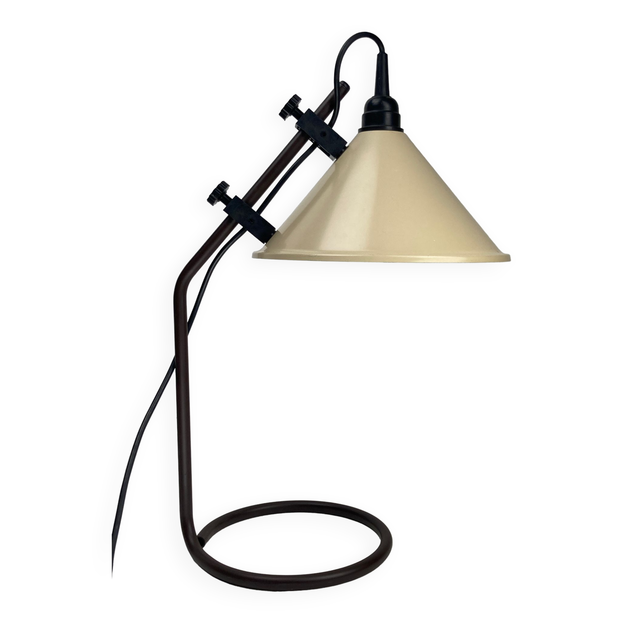 Brown metal "modernist" architectural desk lamp, Dutch 1970s