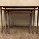 Series of 3 nesting tables from the 70s in wood and chromed metal