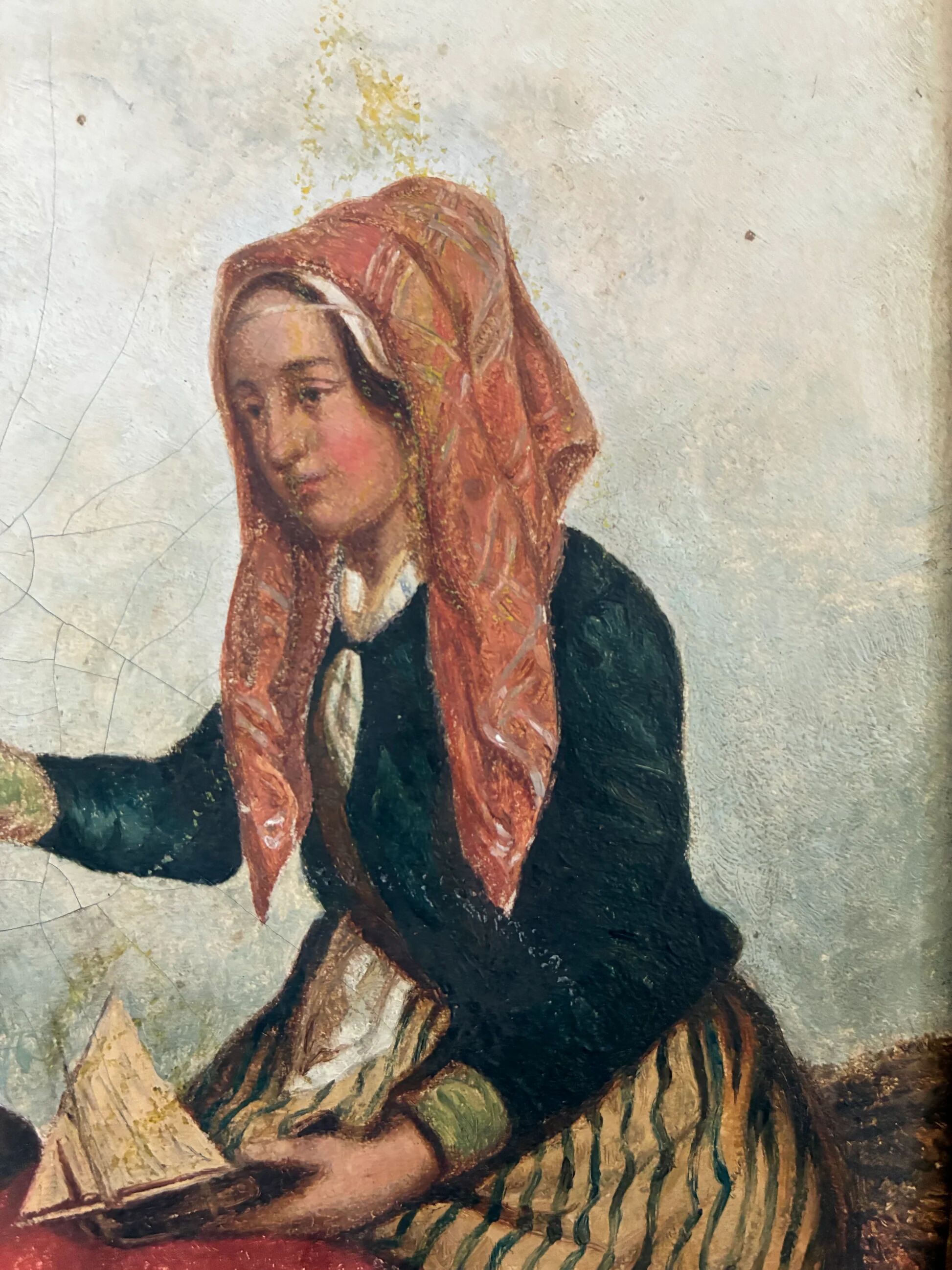 Antique seaside oil painting, c. 1845