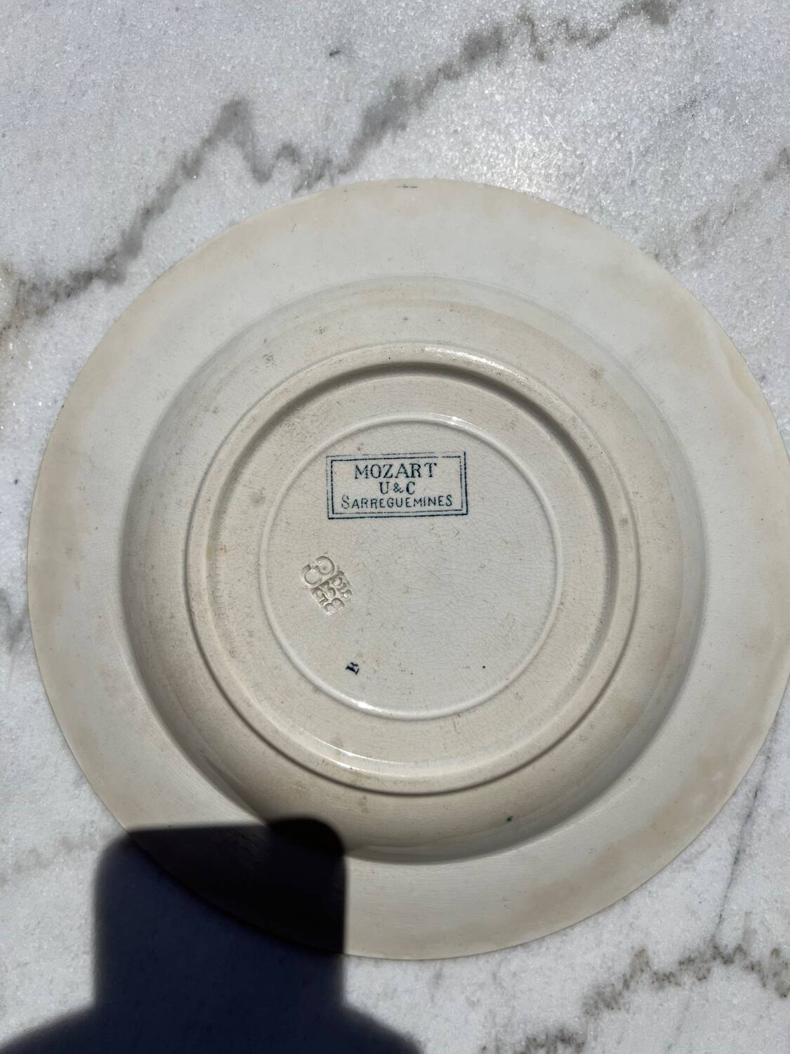 Vintage earthenware soup plate Sarreguemines iron earth Mozart