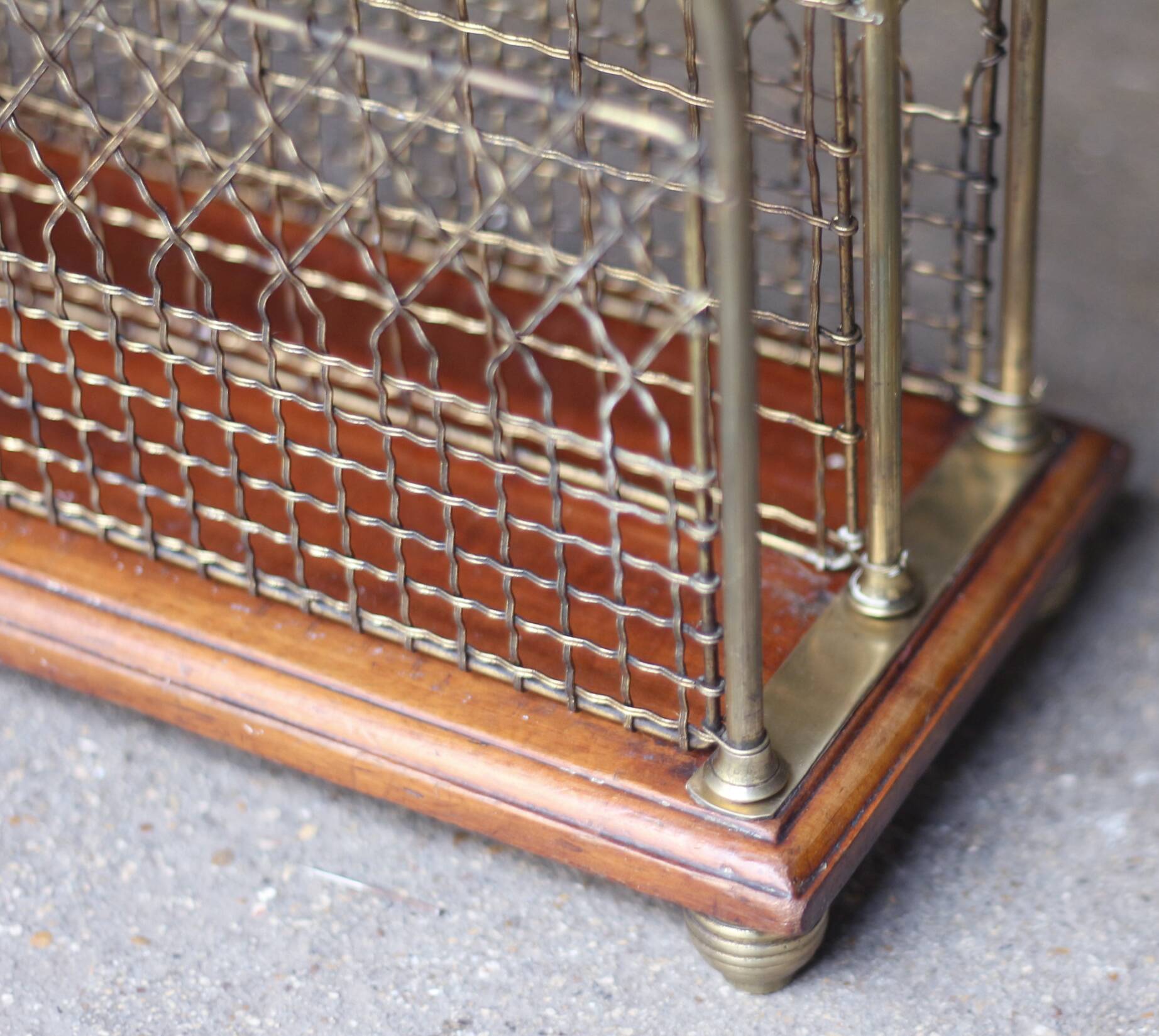 Adorable victorian s.hall magazine rack. brass/mahogany.