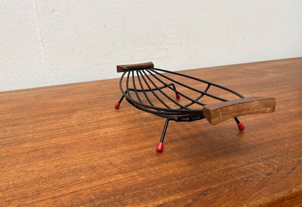 Mid-Century String Fruit Bowl with Teak Handle, 1960s