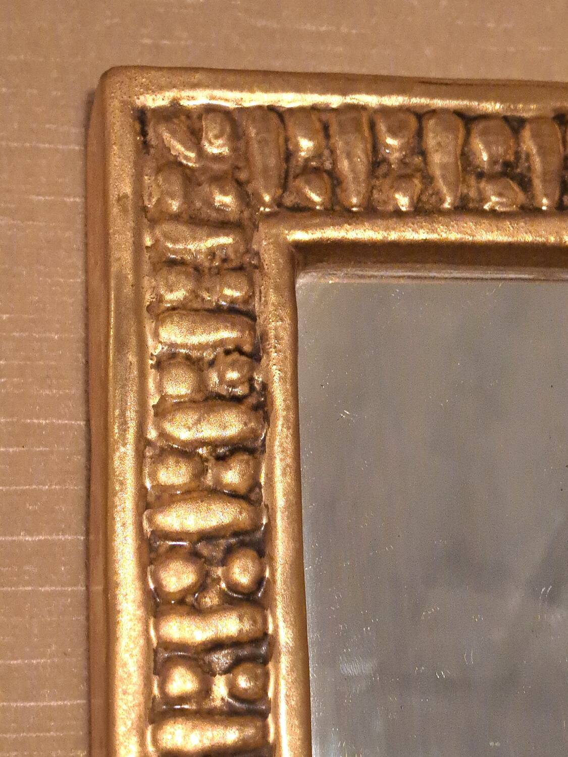 François Lembo mirror in golden ceramic