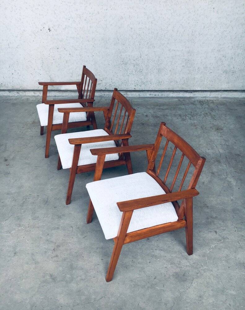 Mid-Century Modern Dutch Armchair Set, Netherlands, 1950s, Set of 3